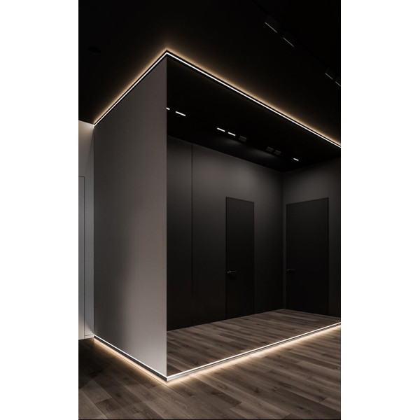 Плинтус алюминиевый скрытого монтажа Г-образный 103мм c покрытием, Серебристый, Цена на сайте ориентировочная